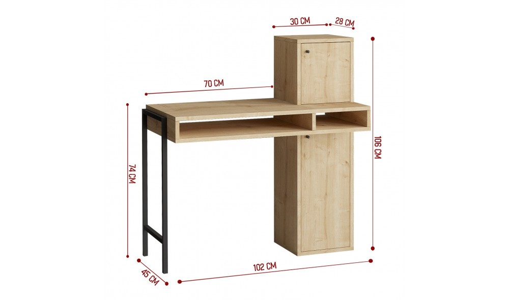 Birou de studiu, Dora Dec0138, StejarNegru, 102 x 106 x 45 cm