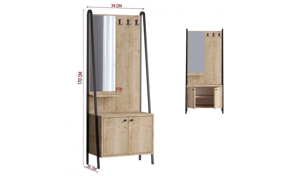 Antreu, Lumi Dec0145, StejarNegru, 74 x 170 x 35 cm