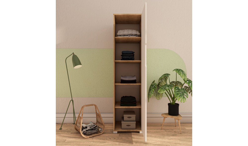 Dulap, Flora 47 - Sapphire Oak, White, 47 x 183 x 45 cm