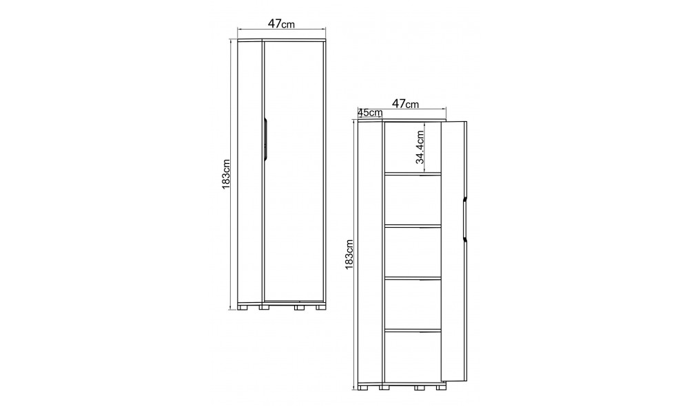 Dulap, Flora 47 - Sapphire Oak, White, 47 x 183 x 45 cm