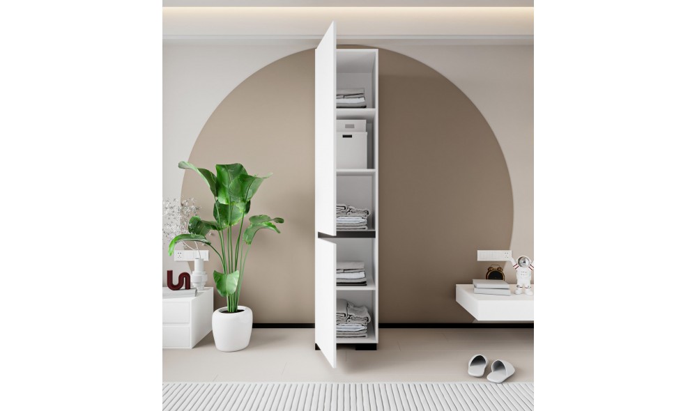 Dulap, Floransa 45 - White, Anthracite, 45 x 210 x 52 cm