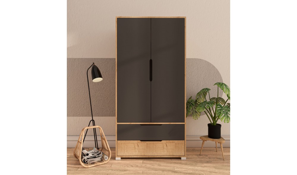 Dulap, Flora 90 - Sapphire Oak, Anthracite, 90 x 183 x 45 cm