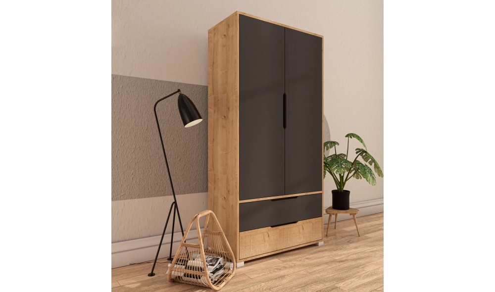 Dulap, Flora 90 - Sapphire Oak, Anthracite, 90 x 183 x 45 cm