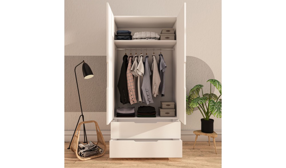 Dulap, Flora 90 - White, 90 x 183 x 45 cm