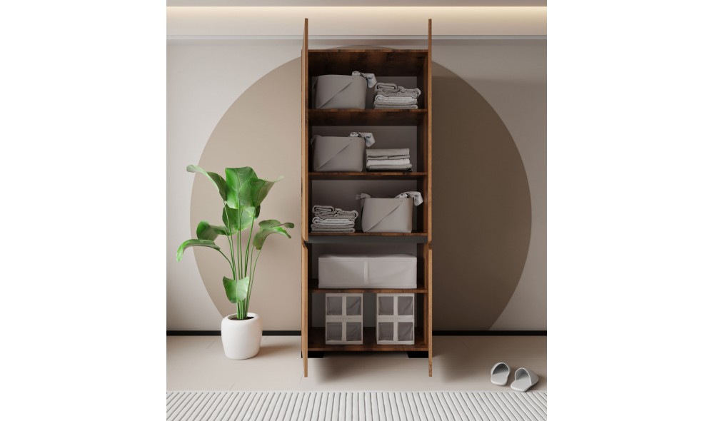 Dulap, Floransa 90 - Walnut, Anthracite, 90 x 210 x 45 cm