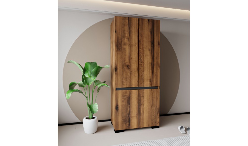 Dulap, Floransa 90 - Walnut, Anthracite v3, 90 x 210 x 52 cm