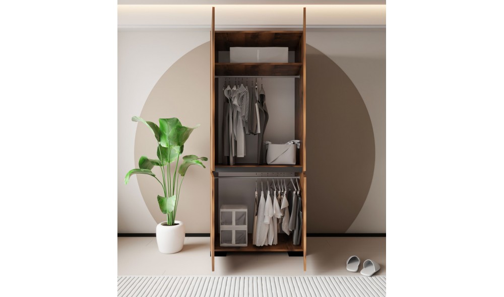 Dulap, Floransa 90 - Walnut, Anthracite v3, 90 x 210 x 52 cm