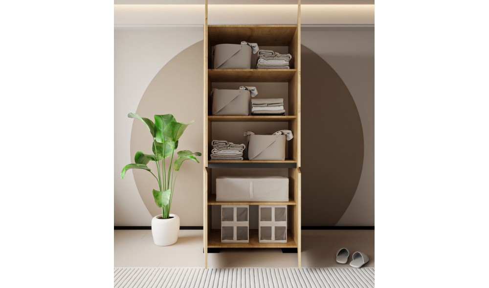 Dulap, Floransa 90 - Sapphire Oak, Anthracite v3, 90 x 210 x 52 cm