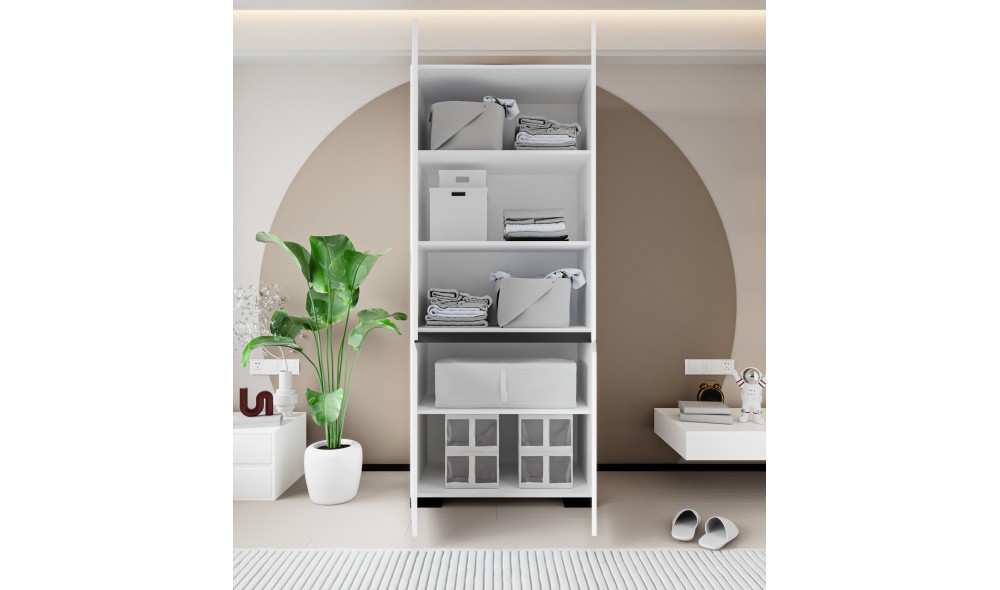 Dulap, Floransa 90 - White, Anthracite, 90 x 210 x 52 cm