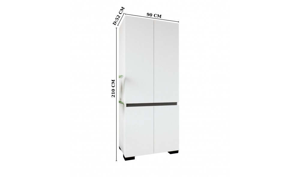 Dulap, Floransa 90 - White, Anthracite, 90 x 210 x 52 cm