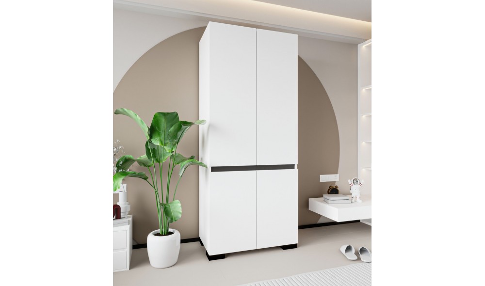 Dulap, Floransa 90 - White, Anthracite v2, 90 x 210 x 52 cm