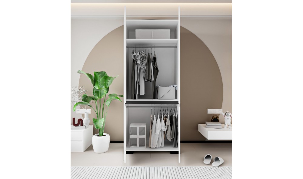 Dulap, Floransa 90 - White, Anthracite v2, 90 x 210 x 52 cm