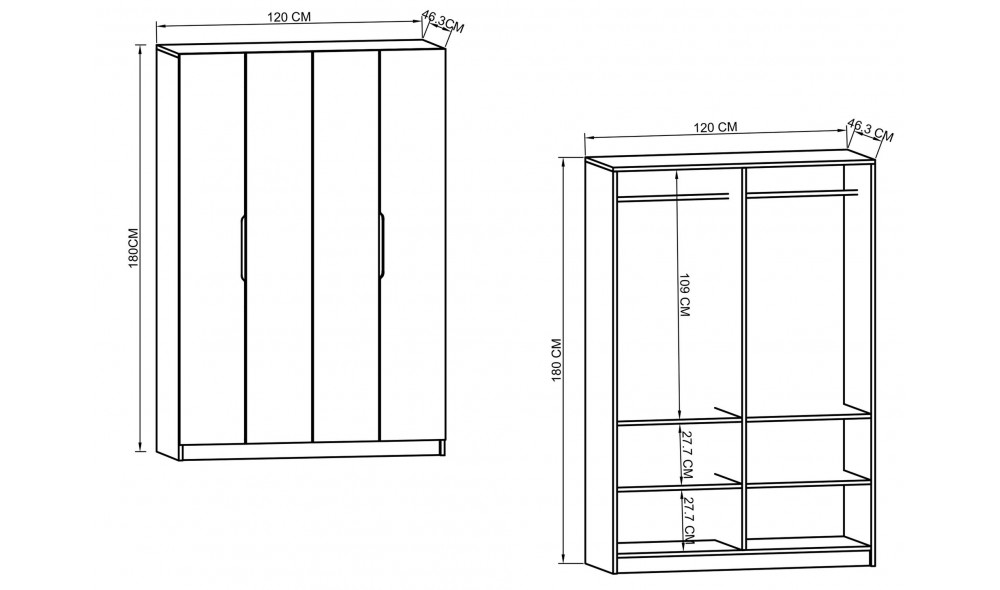 Dulap, Monza 120 - White, 120 x 180 x 43,3 cm