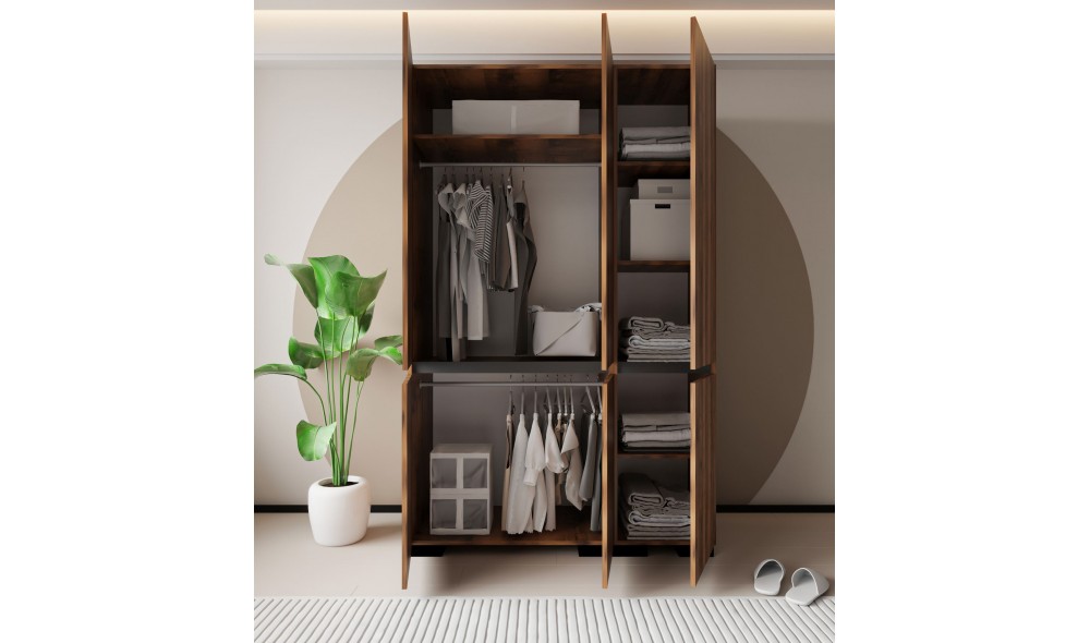 Dulap, Floransa 135 - Walnut, Anthracite, 135 x 210 x 52 cm