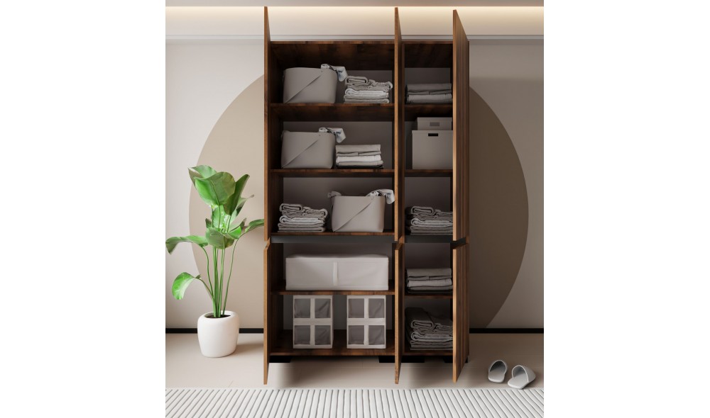 Dulap, Floransa 135 - Walnut, Anthracite v3, 135 x 210 x 52 cm