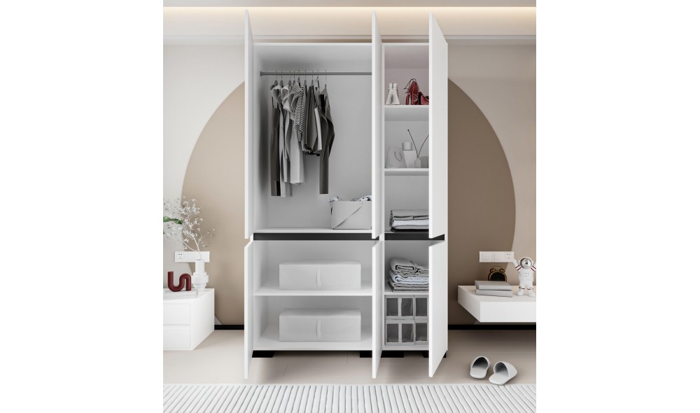 Dulap, Floransa 135 - White, Anthracite v2, 135 x 210 x 52 cm