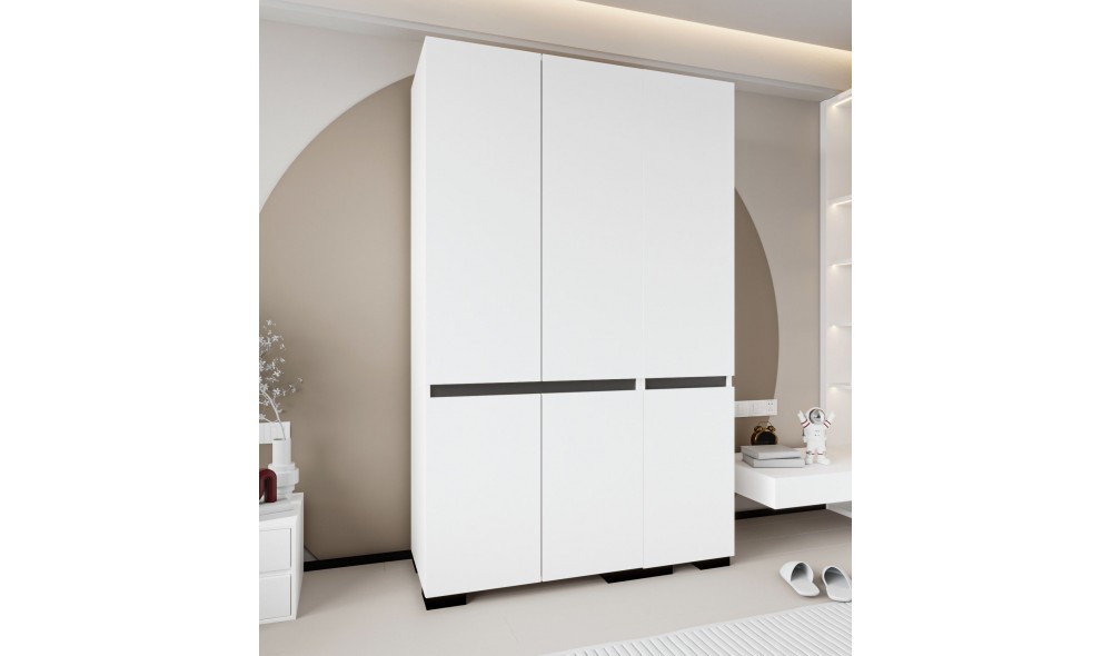 Dulap, Floransa 135 - White, Anthracite v3, 135 x 210 x 52 cm