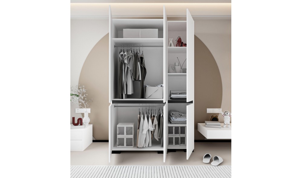 Dulap, Floransa 135 - White, Anthracite v3, 135 x 210 x 52 cm