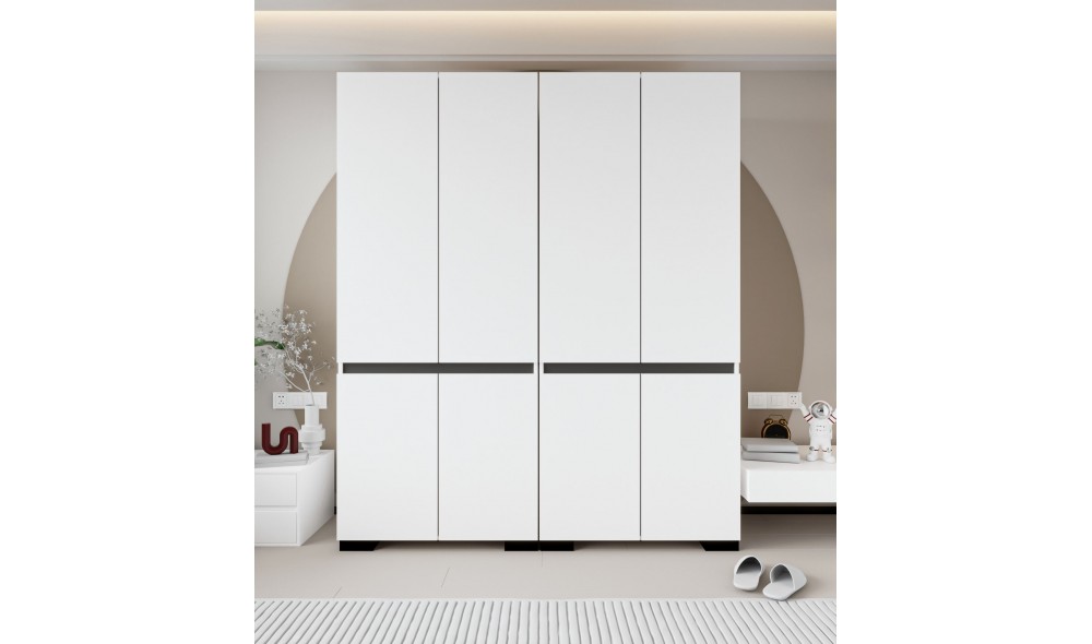 Dulap, Floransa 180 - White, Anthracite v2, 180 x 210 x 52 cm