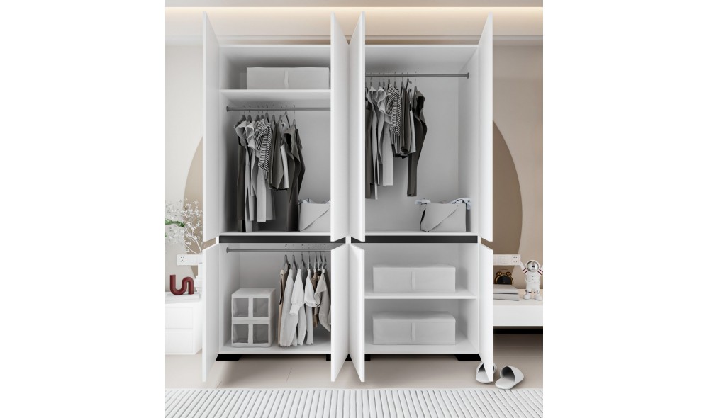 Dulap, Floransa 180 - White, Anthracite v2, 180 x 210 x 52 cm