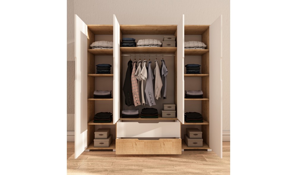 Dulap, Flora 184 - White, 184 x 183 x 45 cm