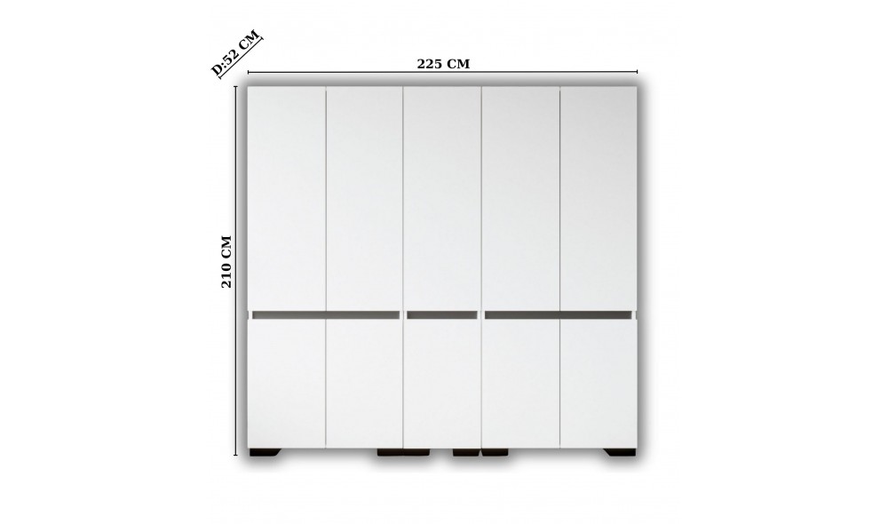 Dulap, Floransa 225 - White, Anthracite, 225 x 210 x 52 cm