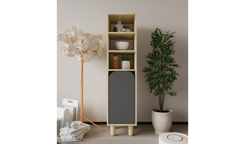 Dulap multifunctional, Parma 1 - Sapphire Oak, Anthracite, 37 x 155 x 40 cm