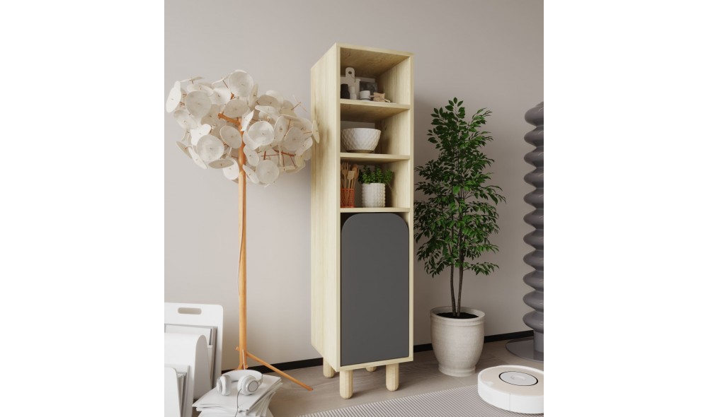 Dulap multifunctional, Parma 1 - Sapphire Oak, Anthracite, 37 x 155 x 40 cm