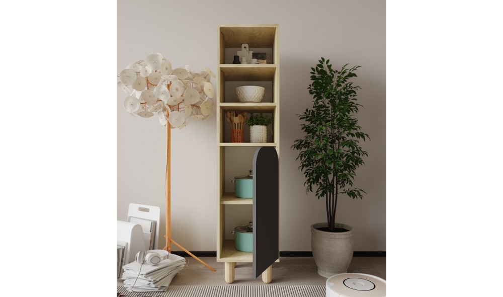 Dulap multifunctional, Parma 1 - Sapphire Oak, Anthracite, 37 x 155 x 40 cm