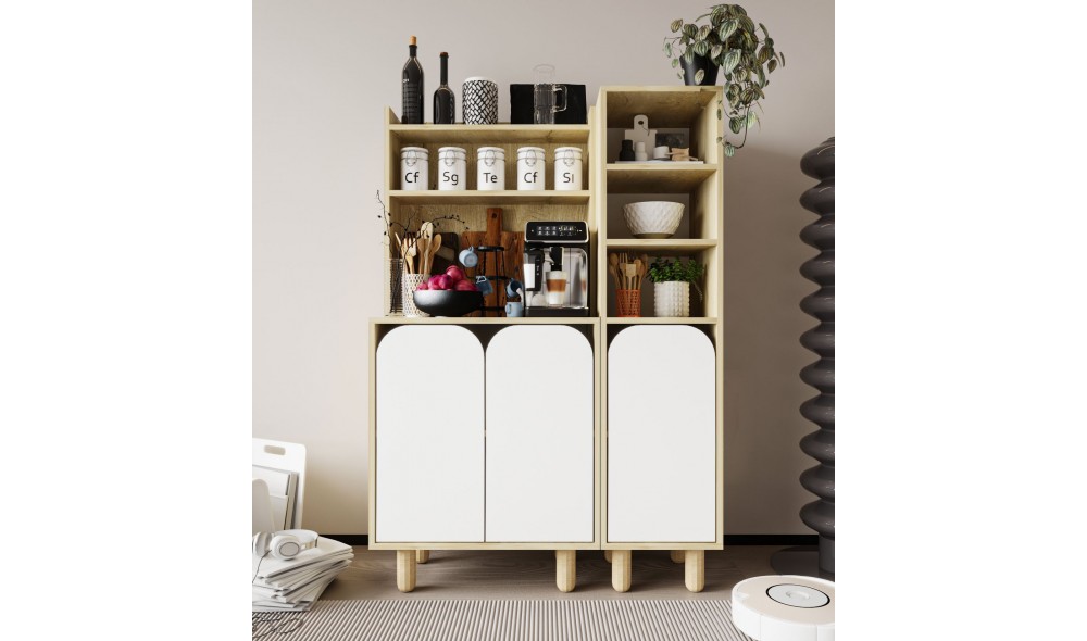 Dulap multifunctional, Parma 3 - Sapphire Oak, White, 105 x 155 x 40 cm