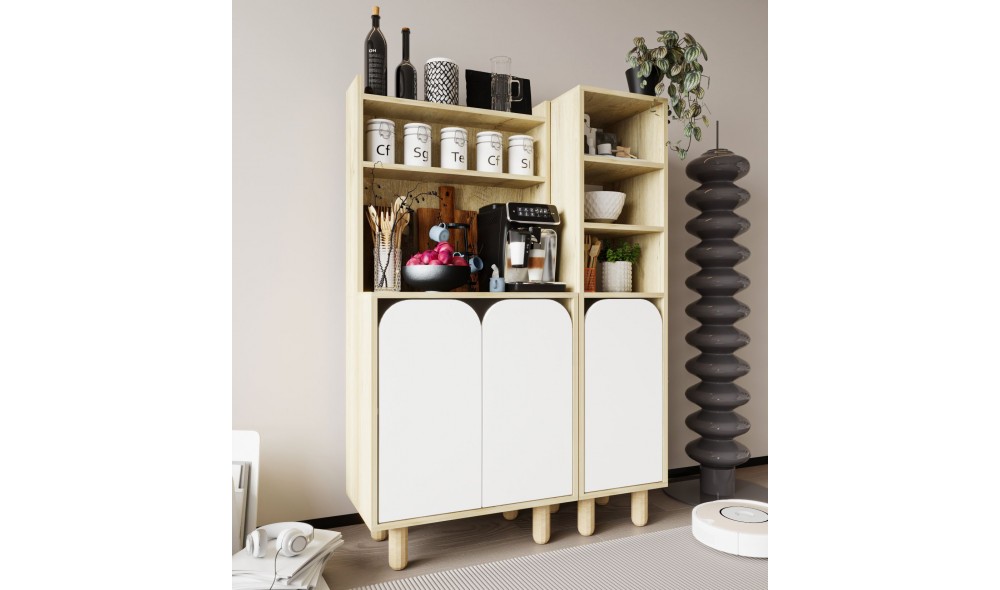Dulap multifunctional, Parma 3 - Sapphire Oak, White, 105 x 155 x 40 cm