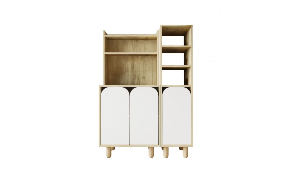 Dulap multifunctional, Parma 3 - Sapphire Oak, White, 105 x 155 x 40 cm