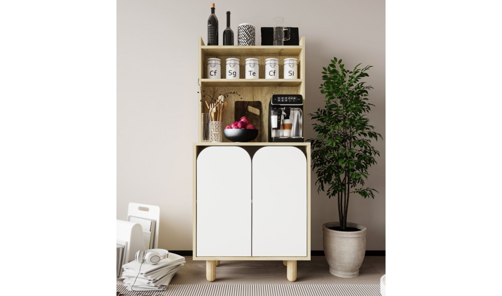 Dulap multifunctional, Parma 2 - Sapphire Oak, White, 70 x 155 x 40 cm