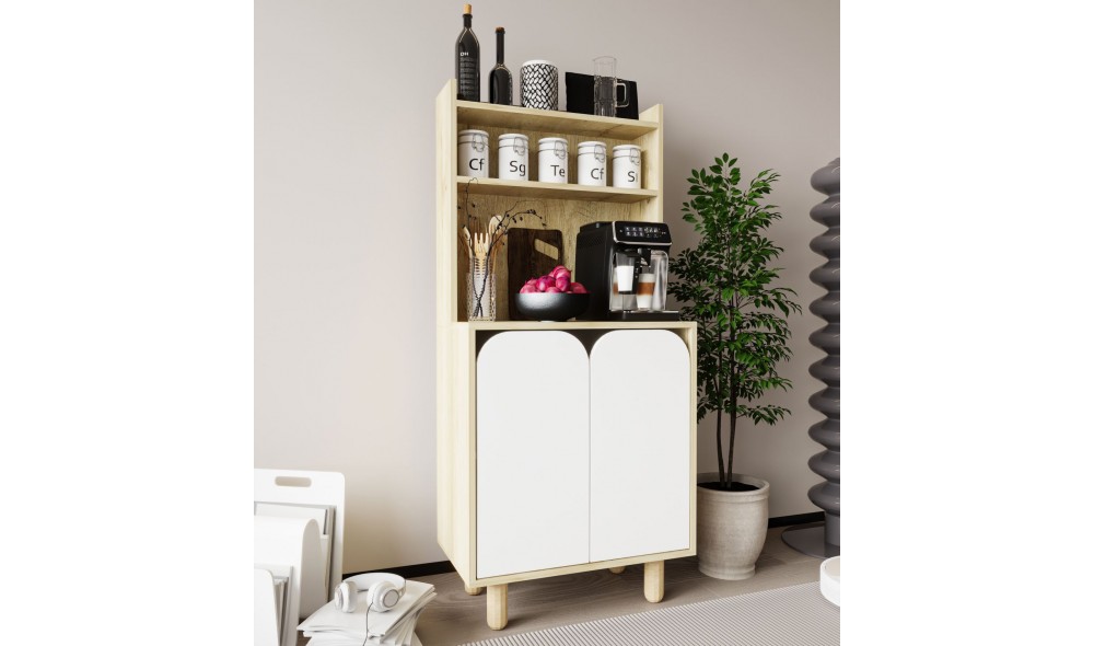 Dulap multifunctional, Parma 2 - Sapphire Oak, White, 70 x 155 x 40 cm
