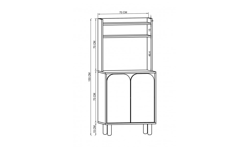 Dulap multifunctional, Parma 2 - Sapphire Oak, White, 70 x 155 x 40 cm