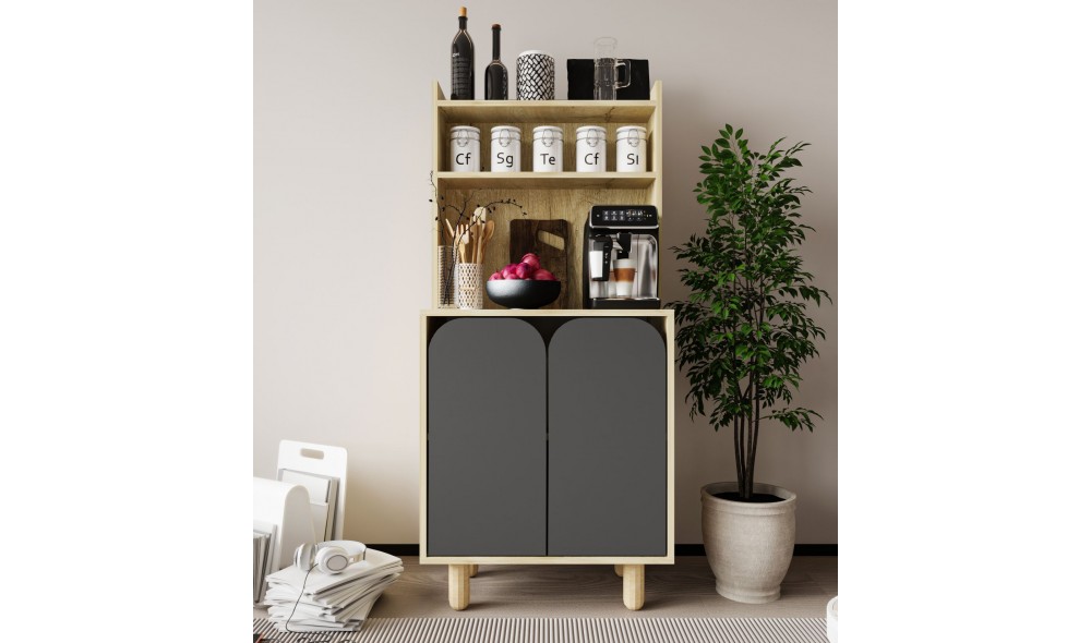 Dulap multifunctional, Parma 2 - Sapphire Oak, Anthracite, 70 x 155 x 40 cm