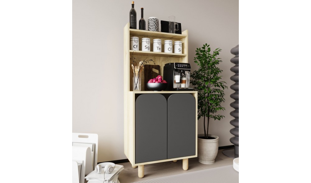 Dulap multifunctional, Parma 2 - Sapphire Oak, Anthracite, 70 x 155 x 40 cm
