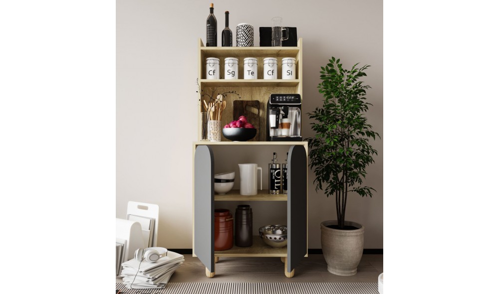 Dulap multifunctional, Parma 2 - Sapphire Oak, Anthracite, 70 x 155 x 40 cm