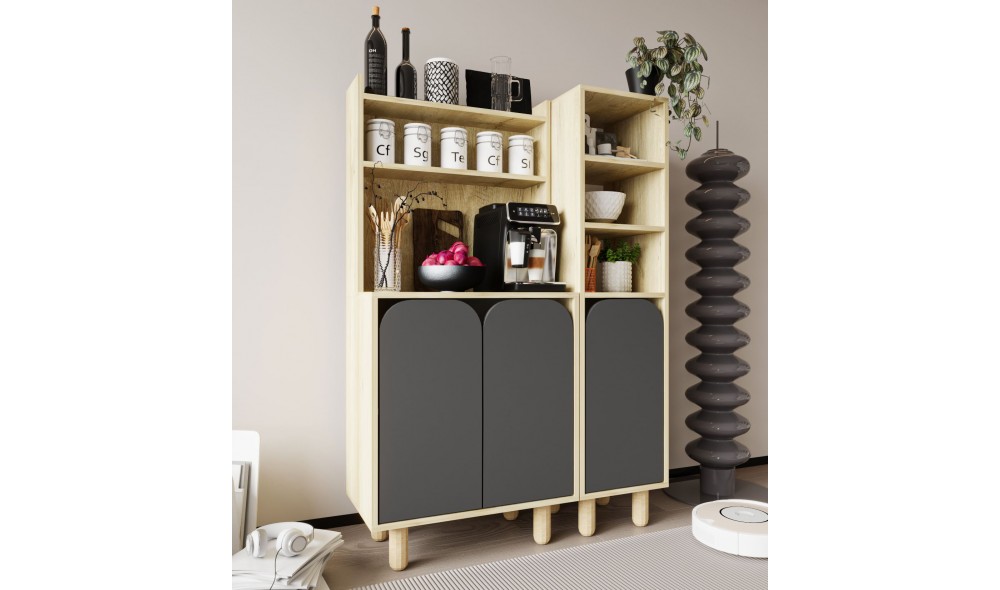 Dulap multifunctional, Parma 3 - Sapphire Oak, Anthracite, 105 x 155 x 40 cm