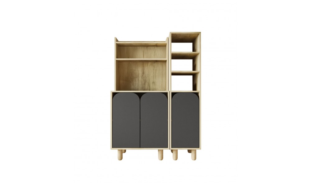 Dulap multifunctional, Parma 3 - Sapphire Oak, Anthracite, 105 x 155 x 40 cm