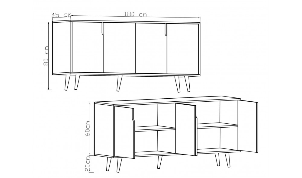Consola, Latina Modern 180 - Walnut, 180 x 80 x 45 cm