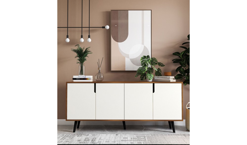 Consola, Latina Modern 180 - Walnut, White, 180 x 80 x 45 cm