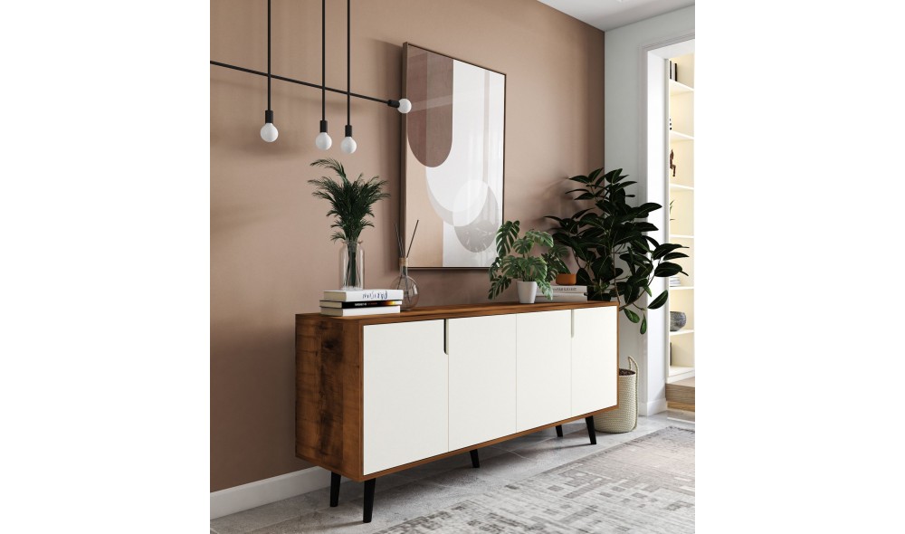 Consola, Latina Modern 180 - Walnut, White, 180 x 80 x 45 cm