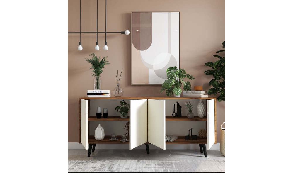 Consola, Latina Modern 180 - Walnut, White, 180 x 80 x 45 cm