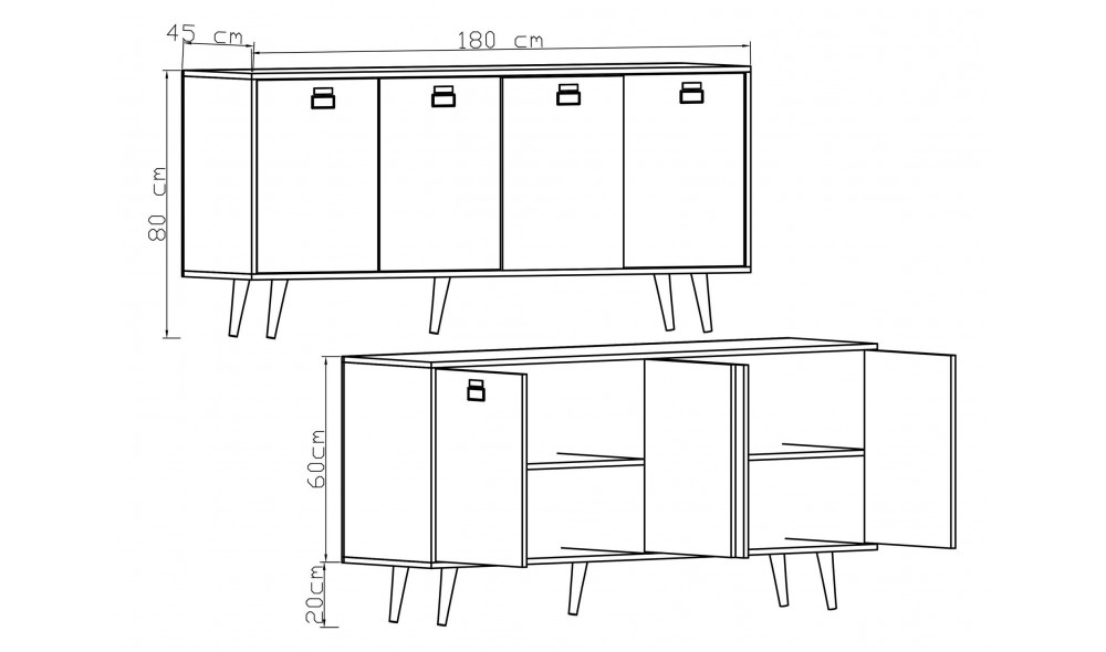 Consola, Mirza Modern 180 - Sapphire Oak, Anthracite, 180 x 80 x 45 cm
