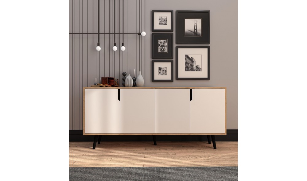 Consola, Latina Modern 180 - Sapphire Oak, White, 180 x 80 x 45 cm