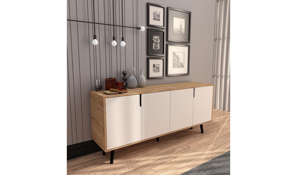 Consola, Latina Modern 180 - Sapphire Oak, White, 180 x 80 x 45 cm