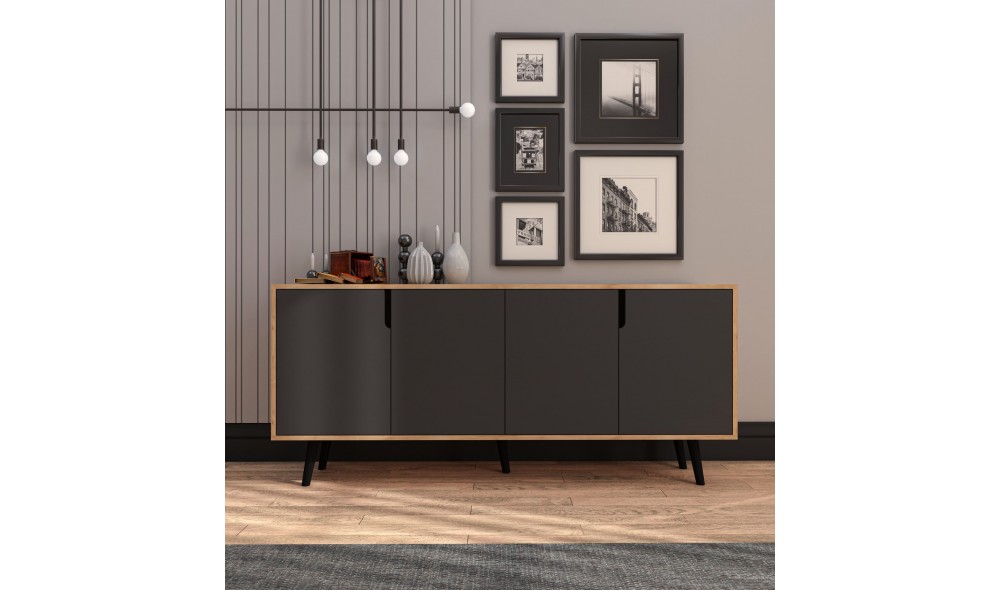 Consola, Latina Modern 180 - Sapphire Oak, Anthracite, 180 x 80 x 45 cm