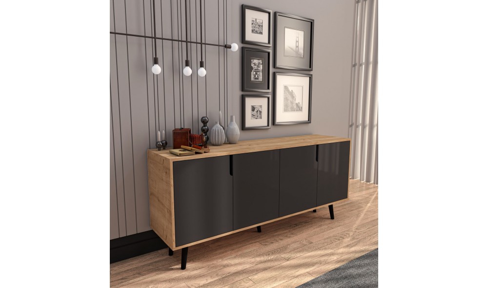 Consola, Latina Modern 180 - Sapphire Oak, Anthracite, 180 x 80 x 45 cm