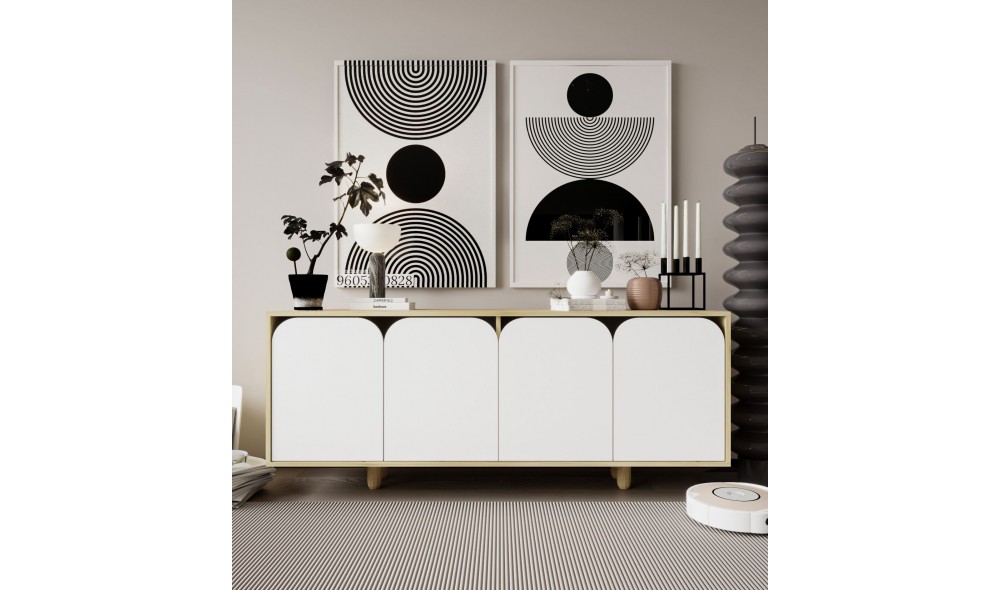 Consola, Lazio Bohem 180 - Sapphire Oak, White, 180 x 75 x 45 cm